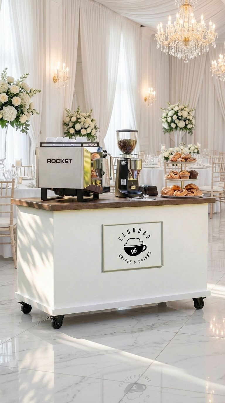 Setup premium bar cafea mobil nuntă - echipamente La Marzocco